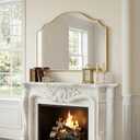 36"x26" Large Arched Gold Wall Mirror,Scalloped Edge Modern Bathroom Mirror