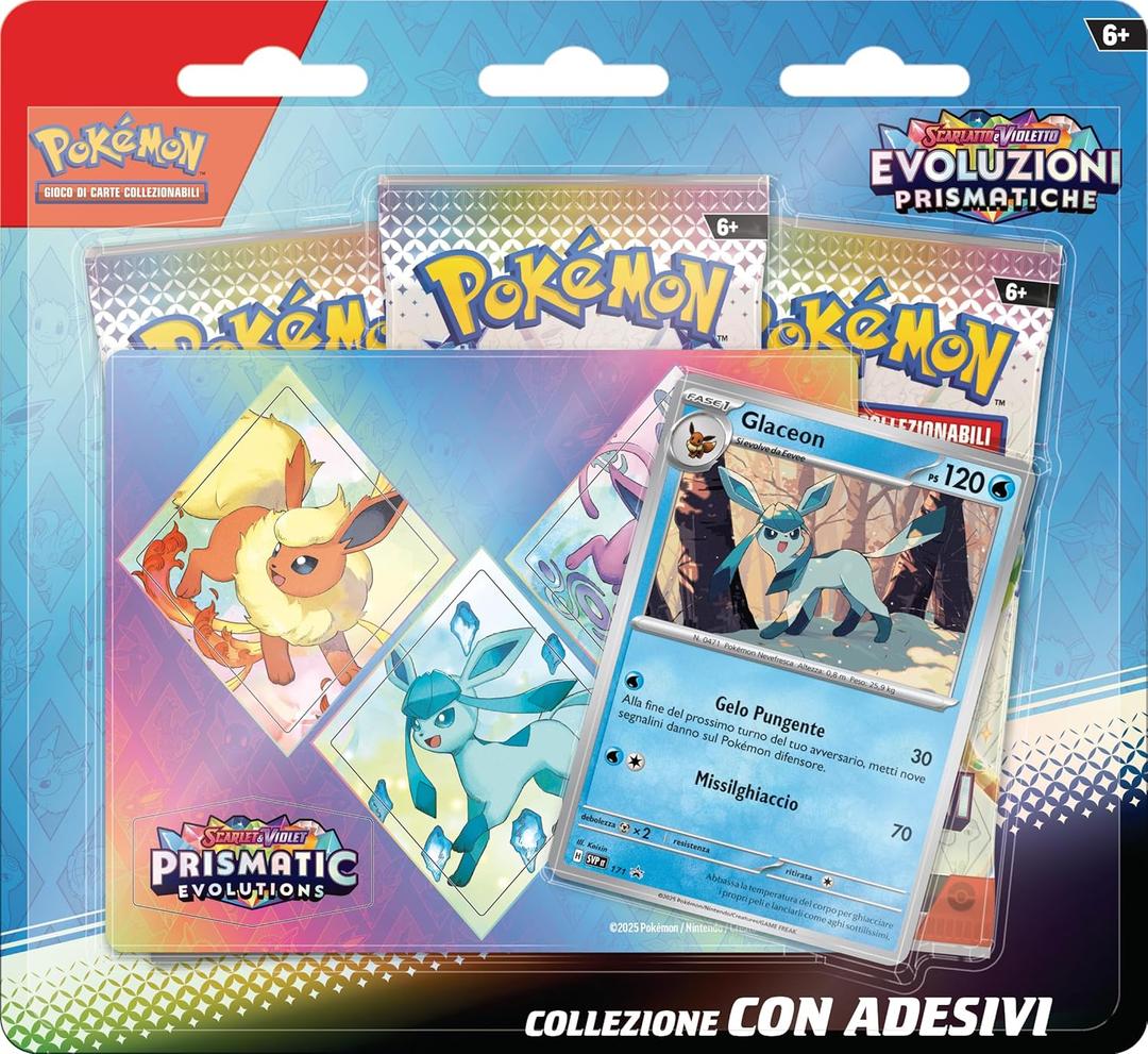 Pokmon TCG: Scarlet and Violet Glaceon Sticker Collection - Prismatic Evolutions (one Holographic Promo Card and Three Expansion Packs)