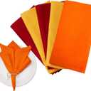 Fall Cloth Napkins,100% Cotton Dinner Napkins Set of 6.Thanksgiving Decorations Gifts for Table Decor. Washable Reusable Thick. 2 Burgundy Red, 2 Orange, 2 Harvest Gold.18by18 (Tricolor)