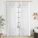 White Linen Curtains 84 Inches Long for Living Room Pinch Pleat with Hooks for Track System Back Tab Cotton Textured Drape Light Filtering Semi Sheer Off White Bedroom Window Curtain 84 Inch Length