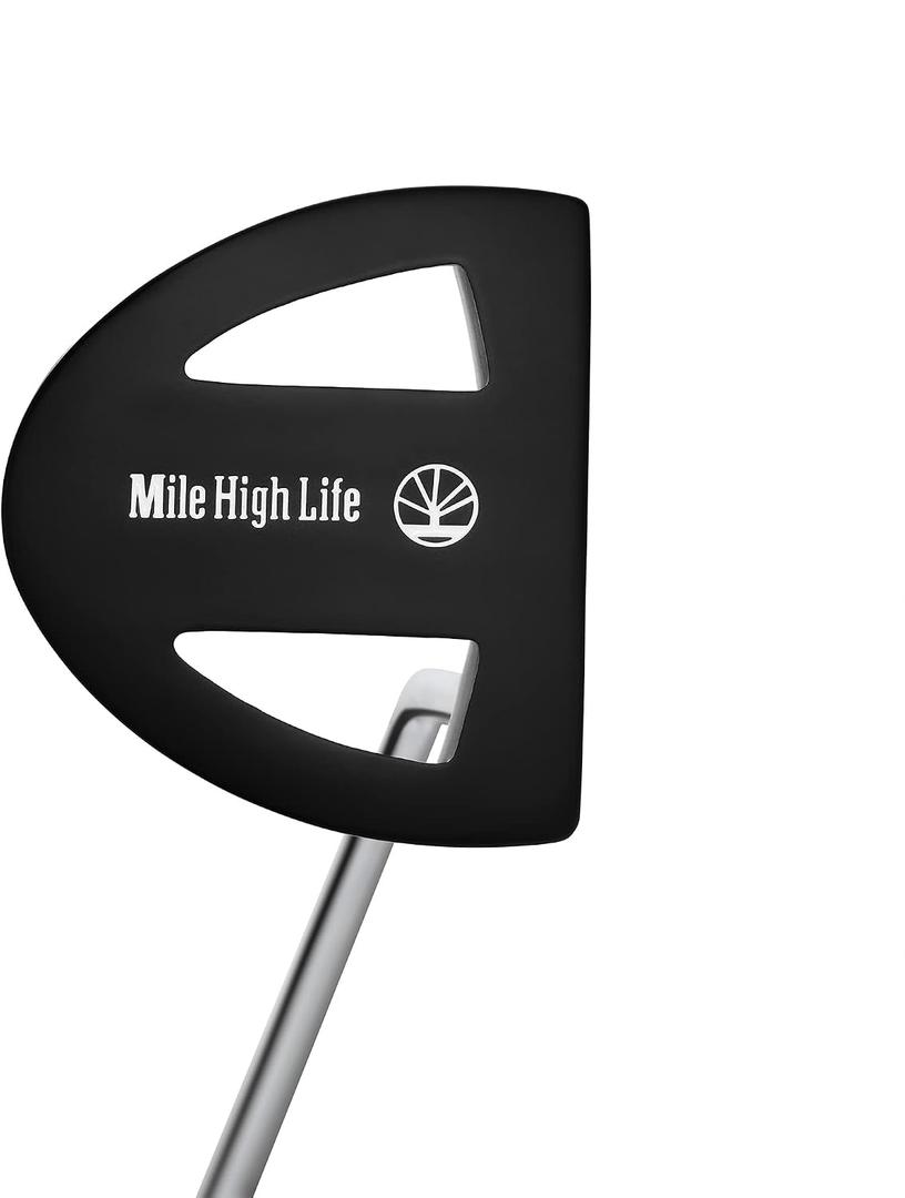 Mile High Life Golf Putter Right-Handed Matte Black with Aim Line & Grip, 35 inches, 3 degrees