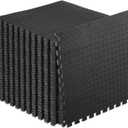 ProsourceFit Exercise Puzzle Mat -inch, EVA Interlocking Foam Floor Tiles for Home Gym, Workout Equipment, Kids Play Areas, Black, 144 SQ FT - 36 Tiles