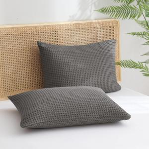 PHF Ultra Soft Waffle Weave Pillow Shams King Size, No Insert, 2 Pack 20" x 36" Pillowcases,Breathable & Skin-Friendly Pillow Cases, Stylish Decorative Bed Pillow Cases Covers,Grey