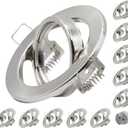 10 Pack Round Recessed Spotlights Trim Ring Fitting GU10 Light Mounting Frame with MR16 Lamp Holder for Ceiling Spotlight MR16 and 50mm Bulb Halogen Light Fitting Satin Nickel