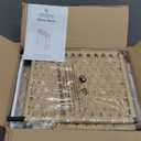 Shoe Rack, 5 Tier Shoe Storage Organizer with 2 Hand Woven Drawers, Metal Shoe Shelf for 16-20 Pairs of Shoes, with 4 Fabric Shelves and Woven Top, Shoe Stand for Closet Entryway, Rustic Oak