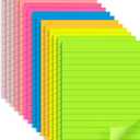 (15 Pads) Lined Sticky Notes 4x6 in Post, 7 Bright Colors with Lines Self-Stick Note Pad it, Strong Adhesive, Big Rectangular Sticky Pads for Office, Home, School, Meeting