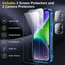 SPIDERCASE for iPhone 14 Case/iPhone 15 Case, [15 FT Military Grade Drop Protection][Non-Slip] 2 Pack [Tempered Glass Screen Protectors+Camera Lens Protectors] Heavy Duty Shockproof Case, Dark Blue