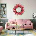 Idyllic 20 Inch Heart-Shaped Berries Front Door Wreath, Red Round Wreath for Wedding and Holiday Home Decor, Farmhouse Decorations, Mother's Day Wreaths for Front Door