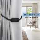 4 Pack Strong Magnetic Curtain Tiebacks Outdoor Elegant Decorative Tie Backs Modern Rope Tiebacks for Drapes Window Curtain Holdbacks for Draperies- Black