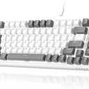 Ajazz AK820 75% Wired Mechanical Gaming Keyboard, Gasket Mounted Hot Swappable Custom Keyboard with Volume Knob, 5-Layer Sound Dampening Padding, PBT Keycaps, 82 Keys, Grey White