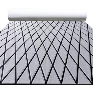 FOCEAN Boat Flooring EVA Foam Boat Decking Marine Mat Non-Slip Self-Adhesive Flooring Sheet for Motorboat Kayak Surfboard Garden Floor Swimming Pools, 94.5''x 15.7'', Grey with Black Lines