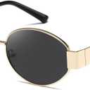 kimorn Retro Oval Sunglasses for Women Men Trendy Sun Glasses Classic Shades UV400 Protection K1653 (Gold/Black)