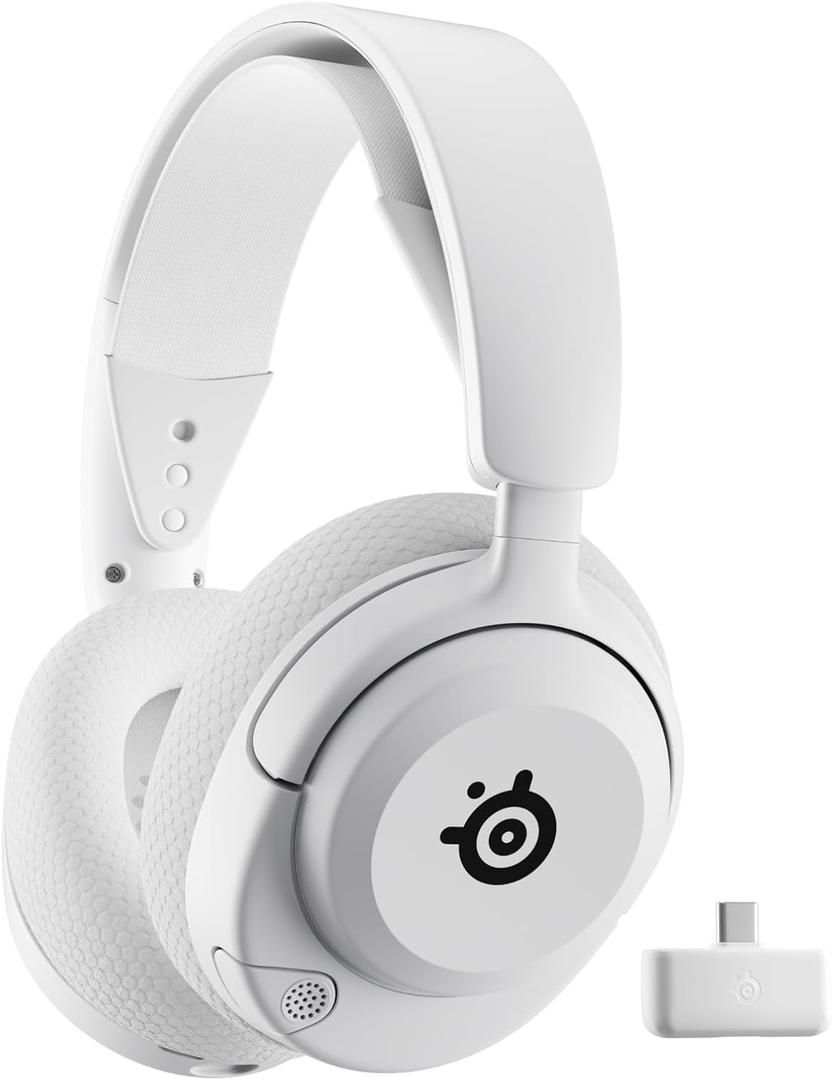 SteelSeries Arctis Nova 5 Wireless Multi-System Gaming Headset  White  Neodymium Magnetic Drivers  100+ Audio Presets  60 HR Battery  2.4GHz or BT  Gen2.X Mic  PC, PS5, PS4, Switch, Mobile