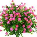 24 Bundles Outdoor Artificial Fake Flowers UV Resistant No Fade Boxwood Faux Plastic Plants for Garden Patio Porch Window Box Home Wedding Farmhouse Dcor (Pink)