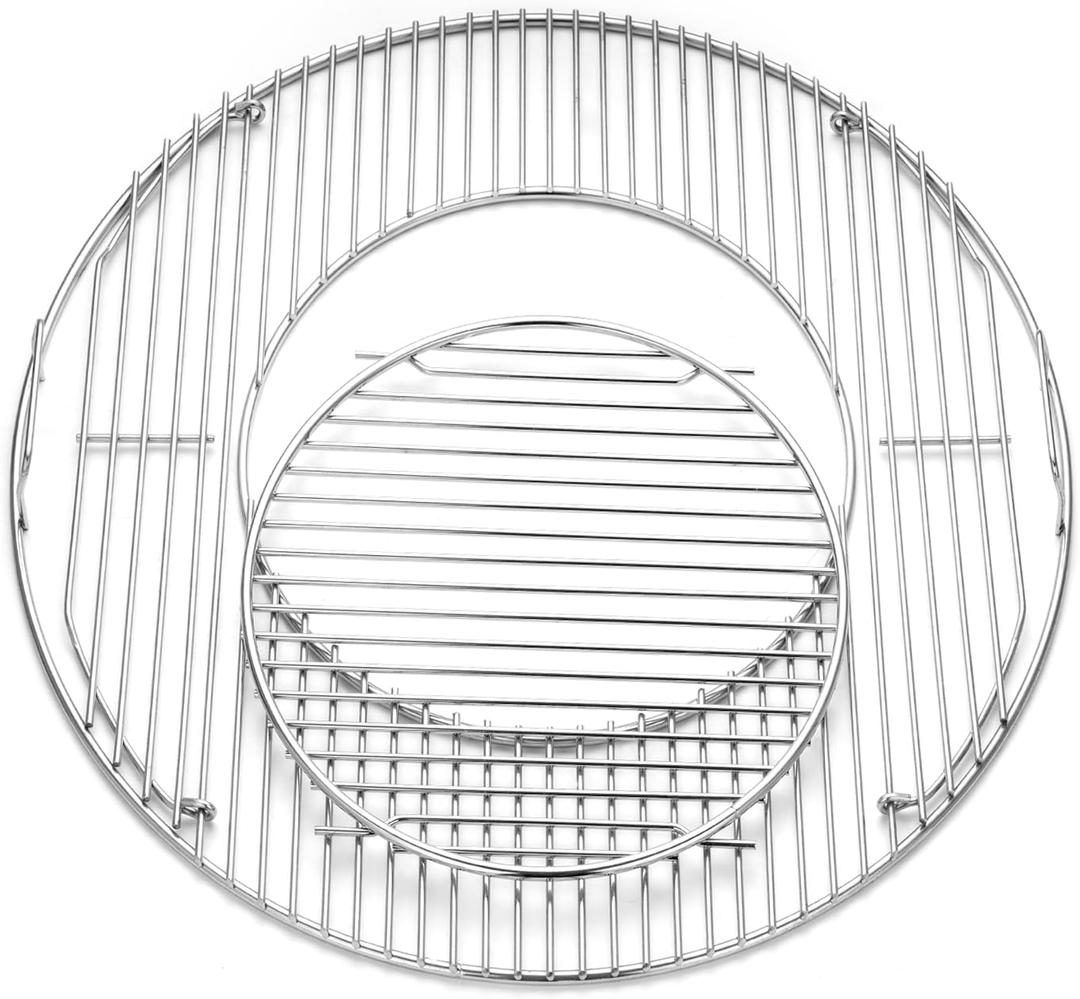 22.5 Hinged Cooking Grate for Weber, Charcoal Grill, Kettle, One-Touch Silver, Bar-B-Kettle, Master-Touch, Performer, Grill Grate Replacement Part for Weber