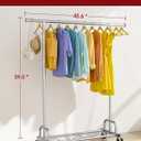 Sakugi Clothes Rack - Large-Capacity Clothing Racks for Hanging Clothes with Lockable Wheels, Space-Saving Metal Coat Rack for Bedroom, Laundry Room, Entryway, 45.6" x 16.9" x 59", Silver