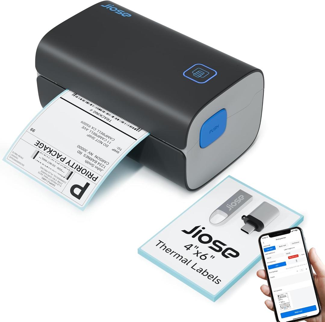 Jiose Shipping Label Printer for Shipping Packages - Barcode Label Printer - 4x6 Desktop Thermal Label Printer