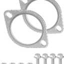 2PCS Exhaust Gasket,Car Accessories Exhaust Flange Gasket,2-Bolt High Temp Catalytic Converter Gaskets for Cars,Trucks,Automotive Replacement Muffler Gaskets,Replaces #120-06310-0002 (3in)