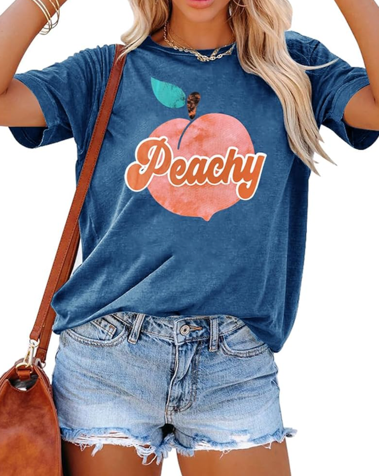YEXIPO Womens Graphic Tees Short Sleeve Summer Tops Funny Letter Print Crew Neck Casual Loose Cute T Shirts (XL)