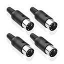 MEIRIYFA DIN 5-Pin Male Plug Connector, 4 Pack DIN 5 Pin Plug MIDI Cable Adapter Socket Solder Terminals Connector for Microphone Amplifiers