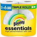 Bounty Essentials Select-A-Size Paper Towels, White, 2 Triple Rolls = 6 Regular Rolls