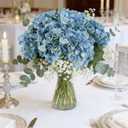 Kimura's Cabin 6pcs Hydrangea Artificial Flowers Silk Faux Hydrangea Flowers with Stems Fake Hydrangeas for Wedding Bouquets Arrangement Home Table Centerpieces Baby Shower Party Decoration(Blue)