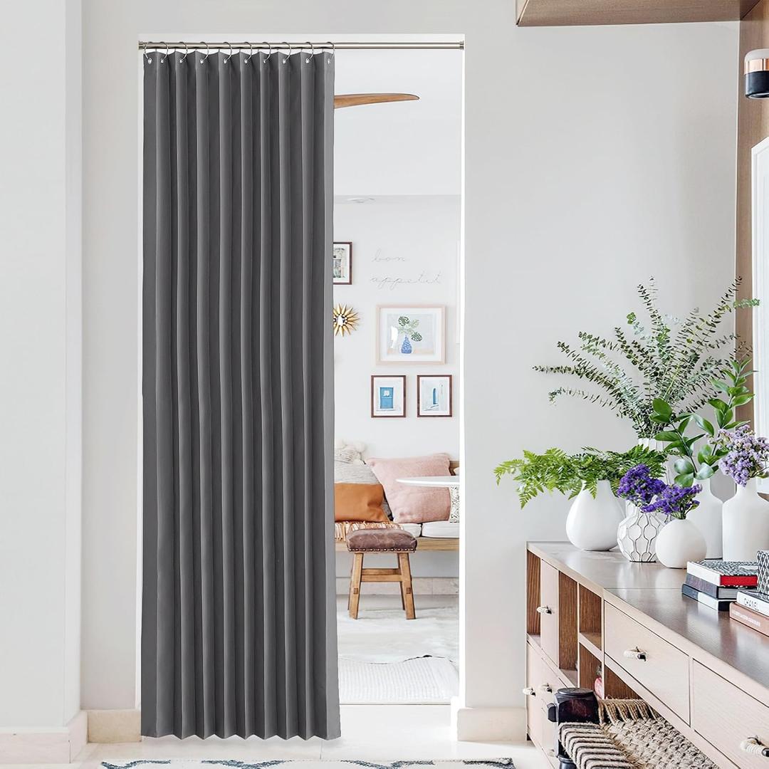 NICETOWN Closet Door Curtains for Bedroom 80 inch Length, Doorway Curtains for Temporary Blackout Window Drape for Privacy, Room Divider Accordion Doors Interior, 1 Panel, 50" Wide (Grey)