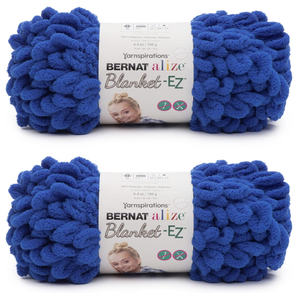 Bernat Alize Blanket-EZ Super Soft Looped Yarn for Beginners, Hand Knitting- No Needles or Hooks Needed, Bright Blue 3 Pack