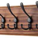 Coat Rack Wall Mount, Wooden Heavy Duty Coat Rack for Wall,8 Triple Coat Hanger Hooks for Hanging Coats,Jacket,Hat,Clothes (Brown, 8 Hooks)