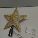 JOIEDOMI 9 inch Lighted PVC Star Christmas Tree Topper, Golden Glitter Swirl Treetop Decorations with 10 Warm White LED, Battery Powered for Home Holiday Xmas Party Indoor Decor