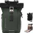 Camera Backpack, Waterproof Travel Camera Bag for Photographer Expandable Roll Top Photography Case for DSLR SLR Mirrorless Camera Fit up to 15.6 inch Laptop with Rain Cover, Large