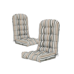 EAGLE PEAK Tufted Outdoor/Indoor High Back Patio Chair Cushion, Set of 1, 46'' x 22'', Beige Stripes