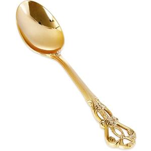 Joyido 30PCS Gold Plastic Spoons - Gold Soup Spoons Disposable - 8.1 Inch Heavy Duty Plastic Silverware - Heavyweight Elegant Disposable Utensils for Catering, Parties, Dinners, Weddings