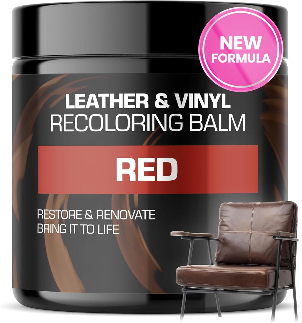 FORTIVO Leather Recoloring Balm, Color Restorer, Scratch Remover, Couch Paint and Repair, Leather Balm for Couches (Red)