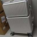 Zipperless Luggage, 22.4" x 15.4" x 9.4" Aviation Certified, Polycarbonate Aluminum Hardshell, Expandable Carry-On Luggage with Spinner Wheels, Hardshell Luggage, 20 Inch Cabin (silver)