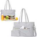 Lunch Tote Bag with Insulated Compartment & 15.6" Laptop Sleeve, Womens Water-Resistant Work Bag for Office with a Purse & Crossbody Strap, Gray