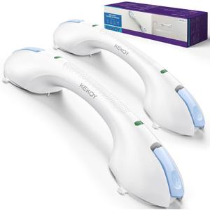 KEKOY 17.5 Inch Suction Grab Bars for Bathtubs and Showers with Indicator 2 Pack- Heavy Duty Safety Shower Handle for Seniors and Elderly, Handicap Bars for Bathroom, No Drilling and Removable, Blue