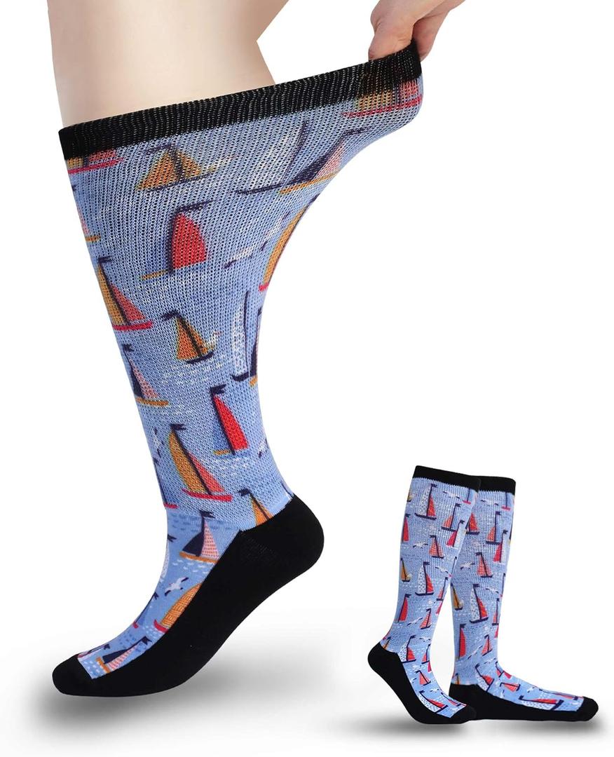 Diabetic Socks for Women & Men Extra Wide, Over The Calf Non Binding Lymphedema Neuropathy Swollen Feet for Women Men
