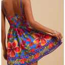 SOLY HUX Women's Summer Floral Print Mini Dress V Neck Spaghetti Strap A Line Flowy Boho Vacation Dresses Sundress Blue Floral X-Large