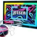 Jesser Hoop Over The Door Mini Basketball Hoop  2 Gameplay Modes: Shot Clock or Score Keeping, 5" Exclusive Ball, Electric LED Scoring, Net, Air Pump - Indoor Sports Fun for Kids 6+