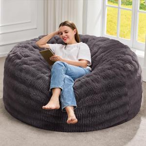 Hobestluk Bean Bag Chairs Beanbag Chair with Filler Adult Bean Bags with Fluffy Ripple Cover, Giant Bean Bag Chairs for Adults (Dark Grey, 4FT - 44" x 44" x 24") Hobestluk Bean Bag Chairs Beanbag Chair with Filler Adult Bean Bags with Fluffy Ripple Cover, Giant Bean Bag Chairs for Adults (Dark Grey, 4FT - 44" x 44" x 24")
