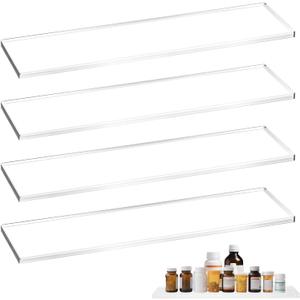 4 Pack 13 Inch Clear Acrylic Medicine Cabinet Replacement Shelves, Not Universal Fit, Please Measure Your Cabinet Before Purchase