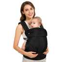 Baby Carrier, Adjustable Lightweight Carrier Newborn to Toddler 7-44 lbs, Infant Carrier with Lumbar Support Front & Back Carry - Black