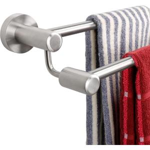 TocTen Double Bath Towel Bar - Thicken SUS304 Stainless Steel Towel Rack for Bathroom, Bathroom Accessories Double Towel Rod Heavy Duty Wall Mounted Towel Holder (Brushed,24IN) (Round 24 Inch)