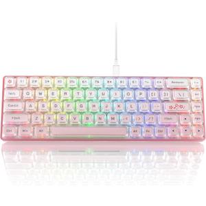 Womier 60% Keyboard Gaming Pink - Wired Creamy Mechanical Keyboard, WK68 Hot-Swappable RGB Custom Mini Key Board with Arrow Keys/Software Supported, Prelubrication Linear Switch (WK68-Pink)