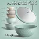 COOK WITH COLOR Mixing Bowls with Lids - 12 Piece Plastic Nesting Bowls Set includes 6 Prep Bowls and 6 Lids, Microwave Safe Mixing Bowl Set, Mint Embossed