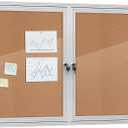 Mifuro 48"x30" Enclosed Bulletin Board, Outdoor Lockable Weather-Resistant Aluminum Cork Noticeboard for School & Office, Silver Frame w/Cork