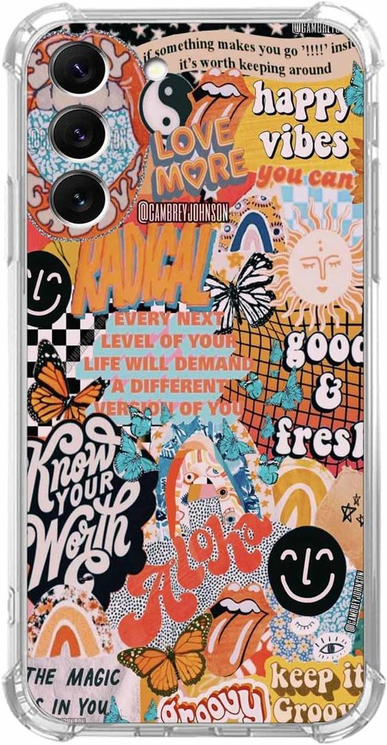 Aesthetic Collage Case for Samsung Galaxy A54,Positive Quotes Pattern,Trendy Soft TPU Bumper Case Compatible with Galaxy A54