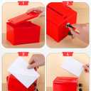 Uniclife Acrylic Donation Box with Lock and Sign Holder Red Ballot Box with Slot Plastic Suggestion Boxes Tip Jar Cash Storage Container Drop Chest for Fundraising Voting Raffle, 6.2" x 5" x 4"