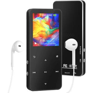 MP3 Player 32GB, Portable Bluetooth 5.2 MP3 MP4 Music Player with Speaker, 1.8" Full Touch Screen, FM Radio, Voice Recorder, E-Book, HiFi Sound, for Sports and Travel